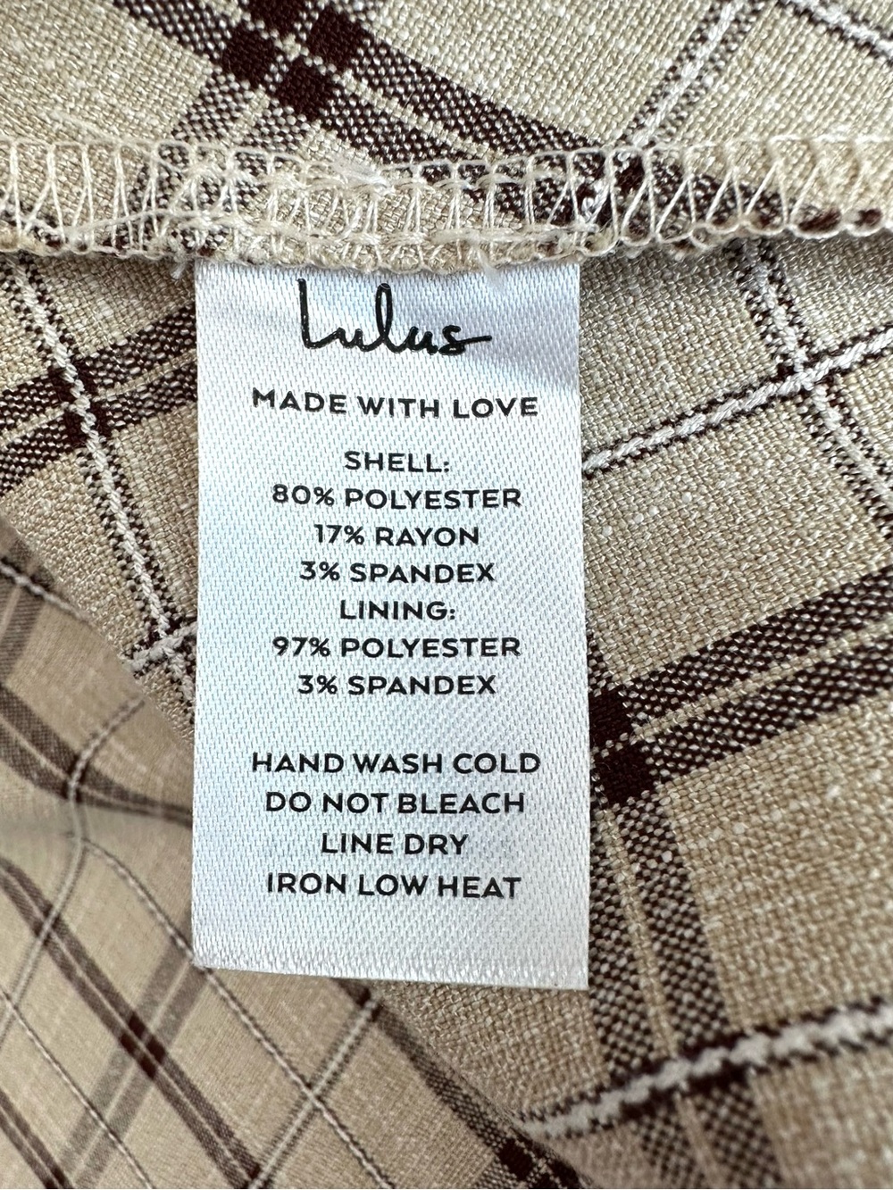 Lulu’s Uptown Affection Beige Plaid A-Line Midi Dress with Pockets Size L - Picture 14 of 16